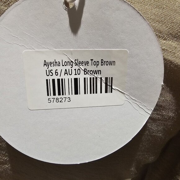 Princess Polly Ayesha Size 6 Brown Boho Peasant Hippie Balloon Sleeve Top NEW - Picture 9 of 9